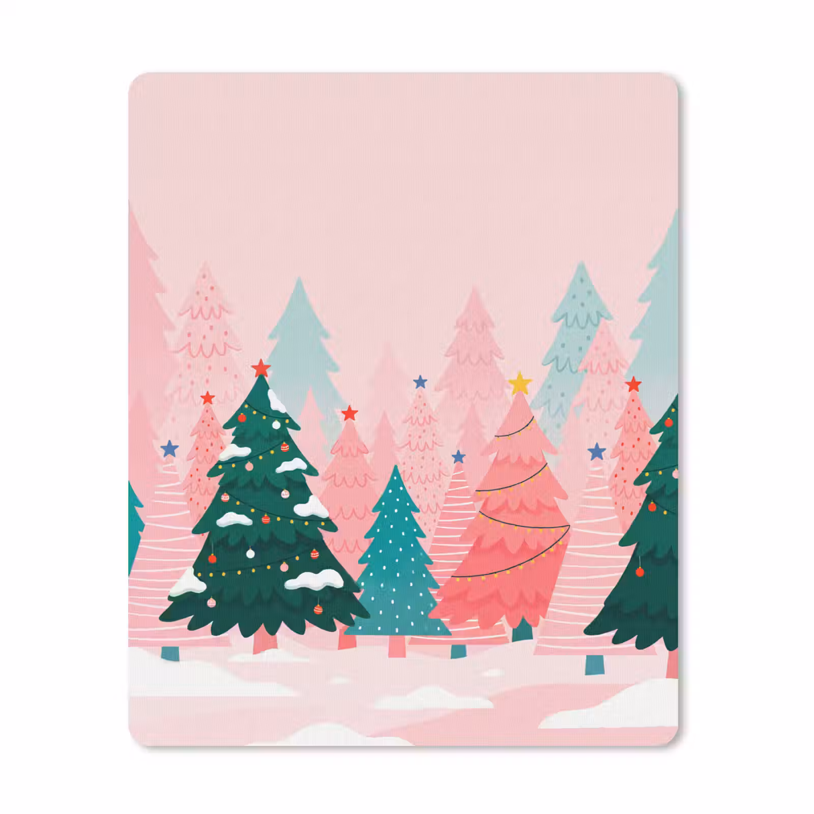 Mauspad - Weihnachtsbäume – Illustration – Rosa — 1