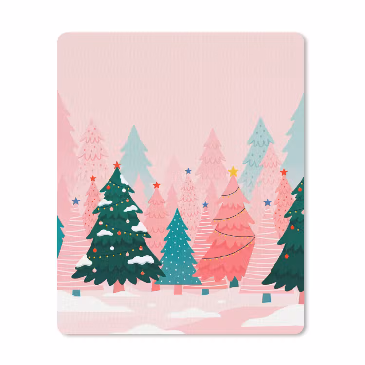 Mauspad - Weihnachtsbäume – Illustration – Rosa — 1