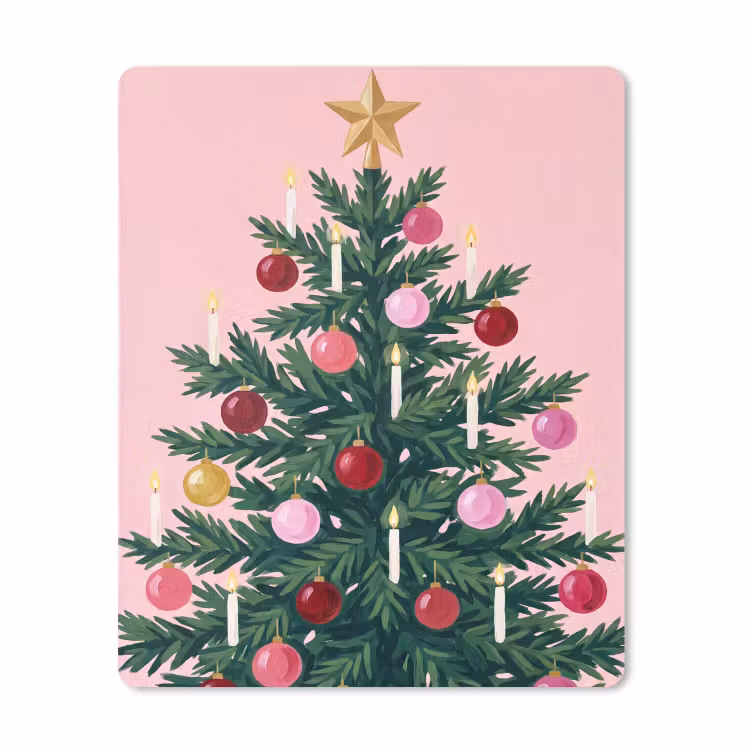Mauspad - Weihnachtsbaum – Weihnachten – Rosa — 1