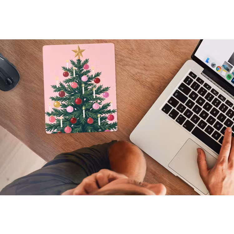 Mauspad - Weihnachtsbaum – Weihnachten – Rosa — 2