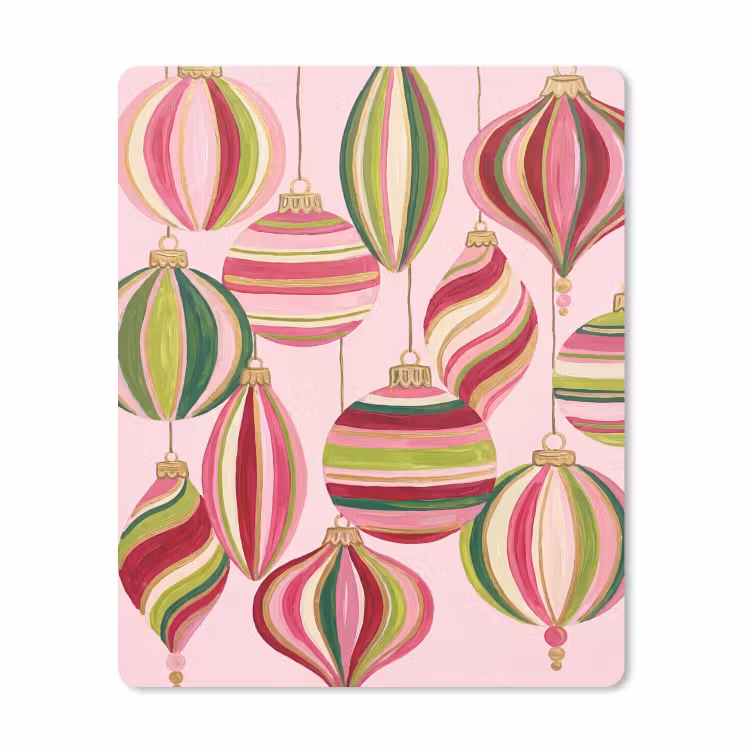 Mauspad - Weihnachtsdekoration – Gestreift – Rosa — 1