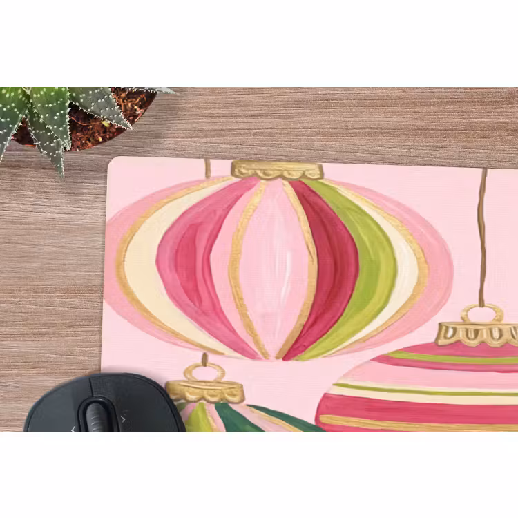 Mauspad - Weihnachtsdekoration – Gestreift – Rosa — 5