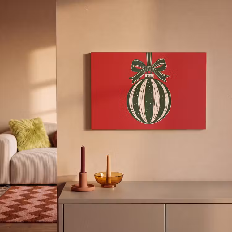 Leinwandbild - Weihnachtskugel – Weihnachten – Rot — 2
