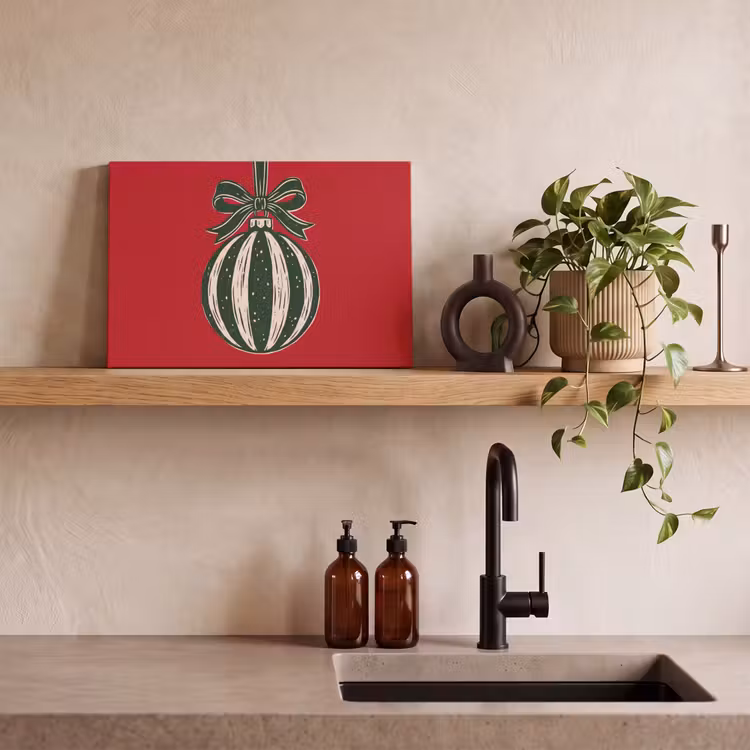 Leinwandbild - Weihnachtskugel – Weihnachten – Rot — 3