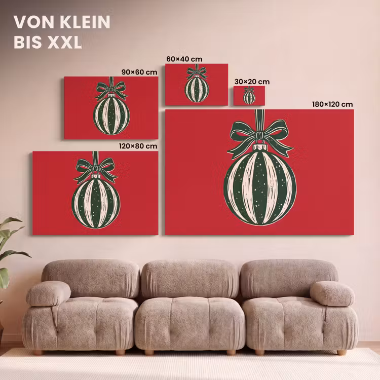 Leinwandbild - Weihnachtskugel – Weihnachten – Rot — 6