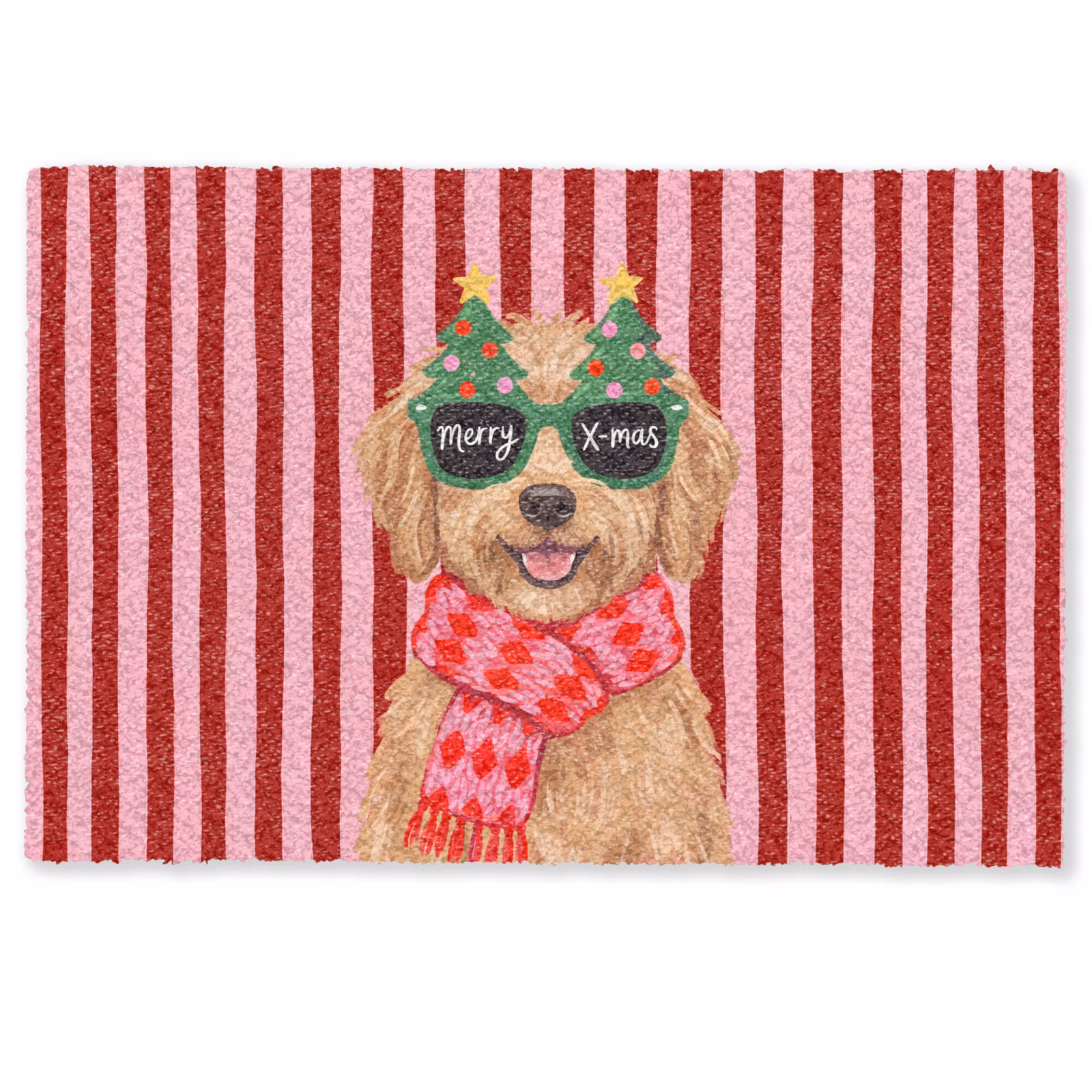 Fußmatte - Hund – Weihnachten – Rot — 1