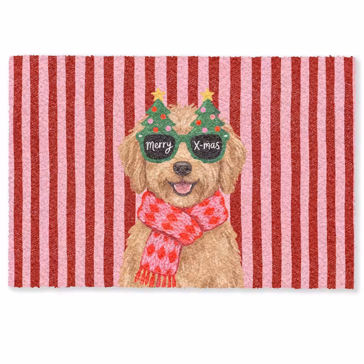 Fußmatte - Hund – Weihnachten – Rot — 1