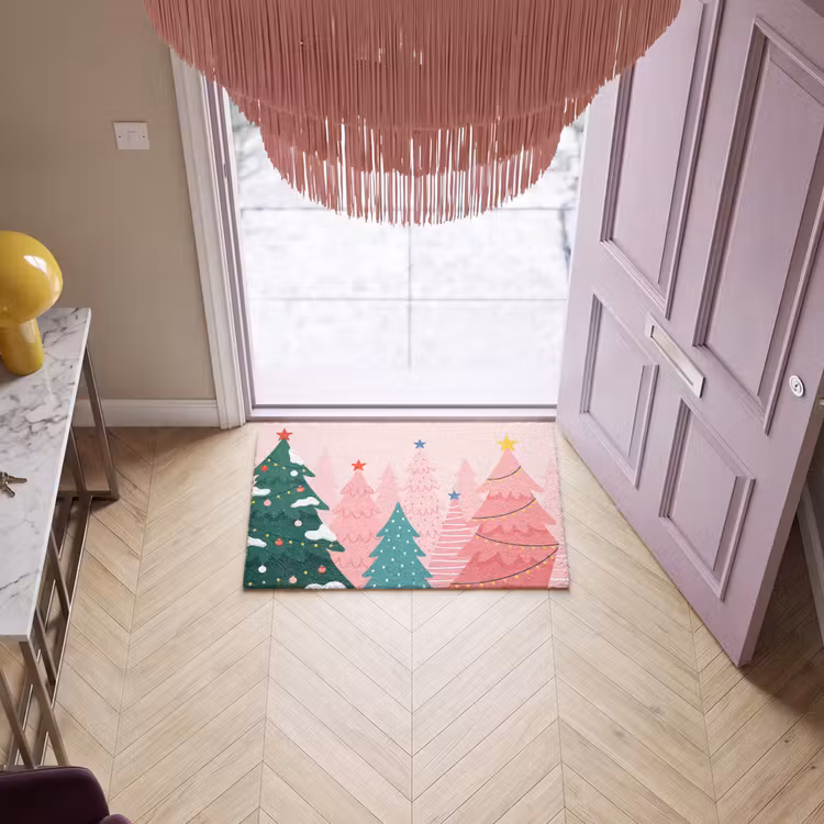 Fußmatte - Weihnachtsbäume – Illustration – Rosa — 4