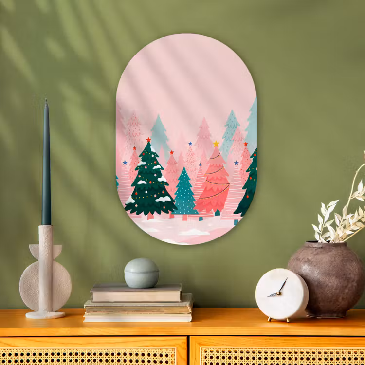 Forexbild Oval - Weihnachtsbäume – Illustration – Rosa — 3