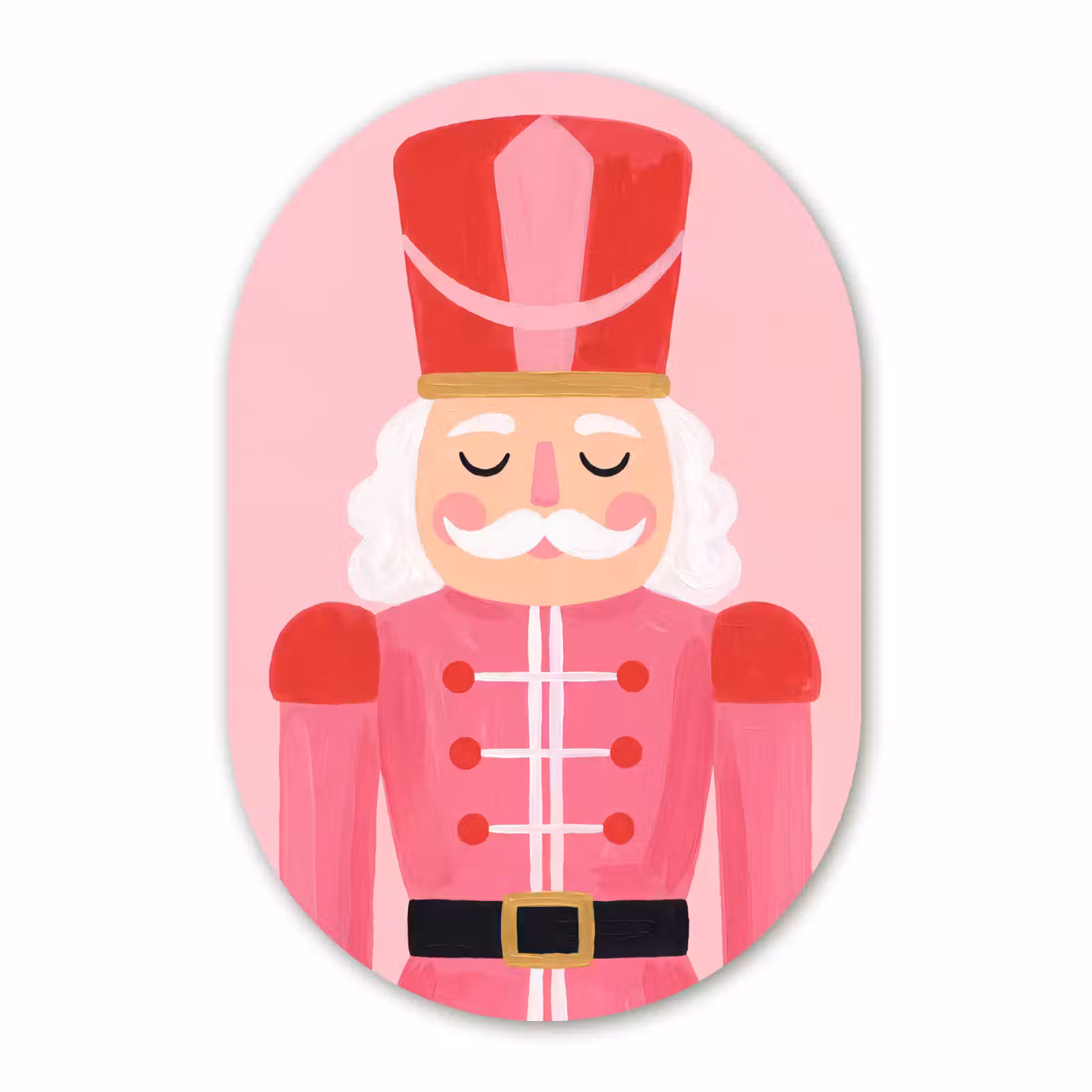 Glasbild Oval - Nussknacker – rosa Illustration — 1
