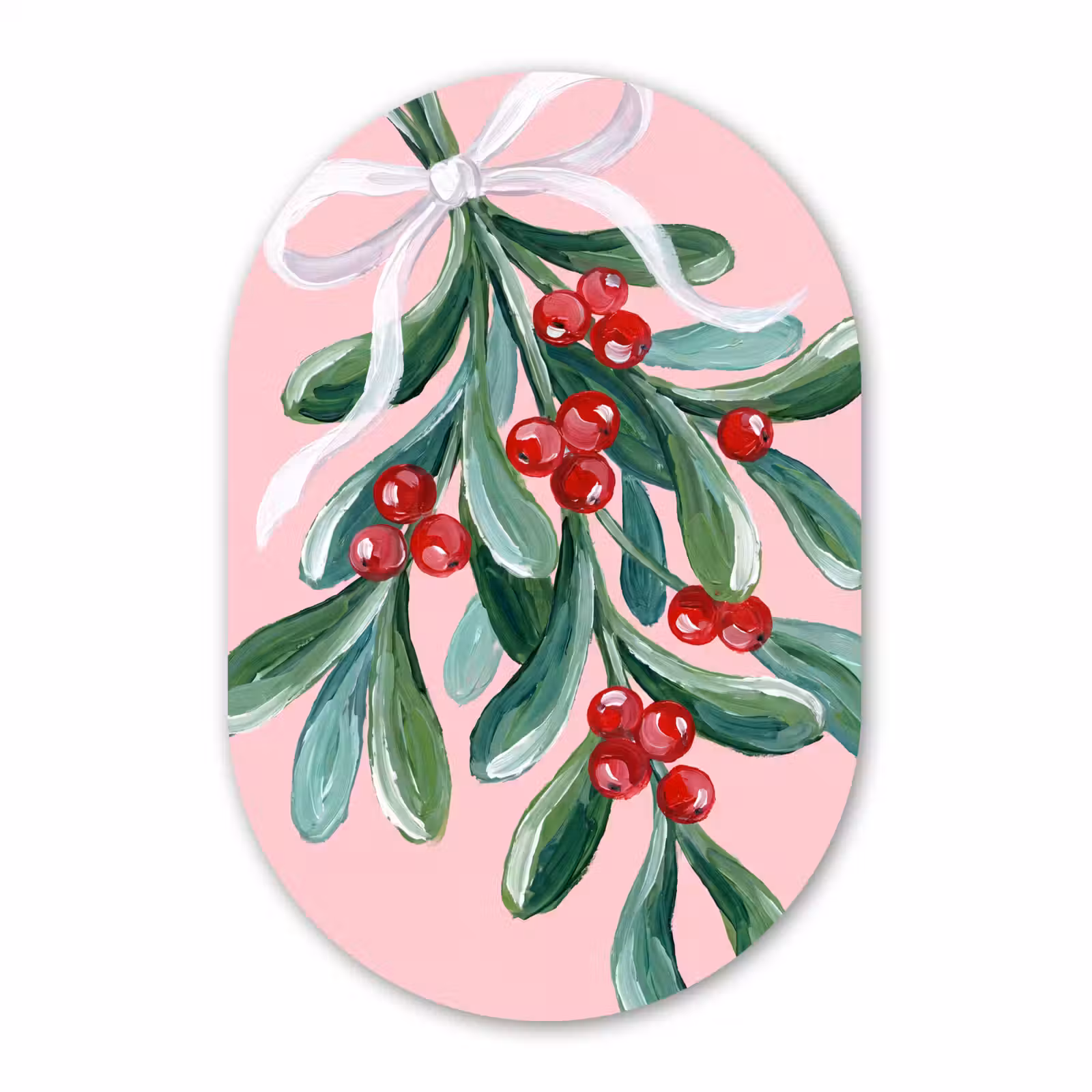 Glasbild Oval - Pflanze – Weihnachten – Rosa — 1
