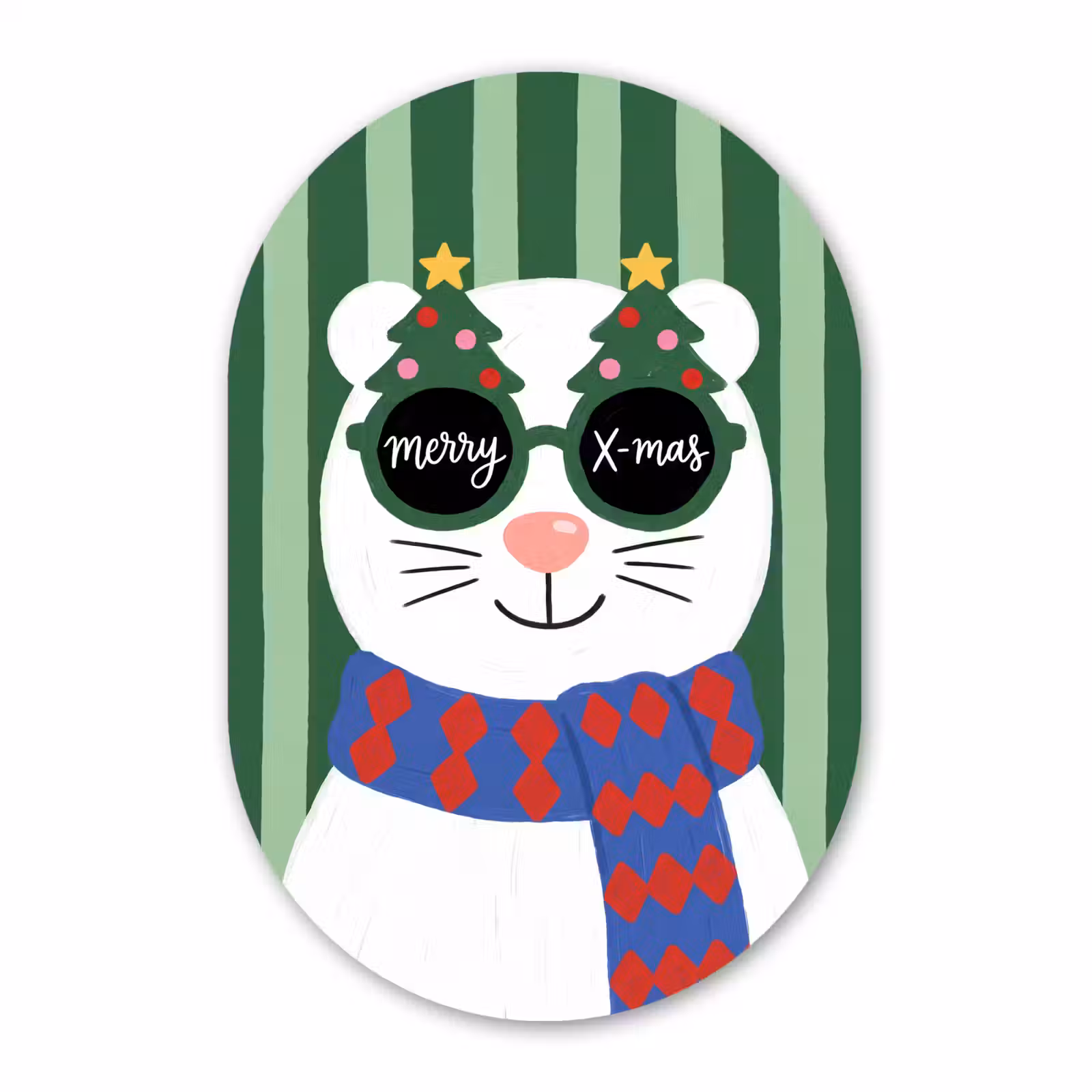 Glasbild Oval - Tier – Winter – Cartoon — 1