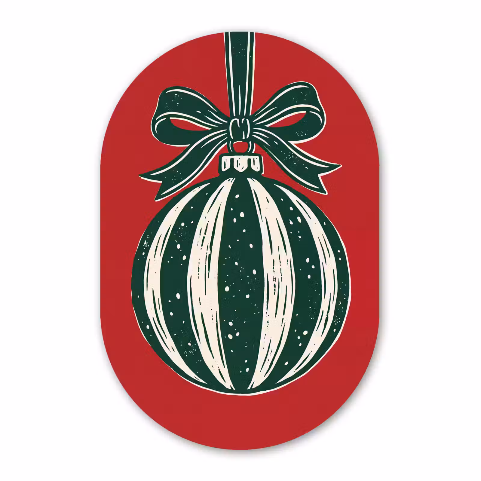 Glasbild Oval - Weihnachtskugel – Weihnachten – Rot — 1