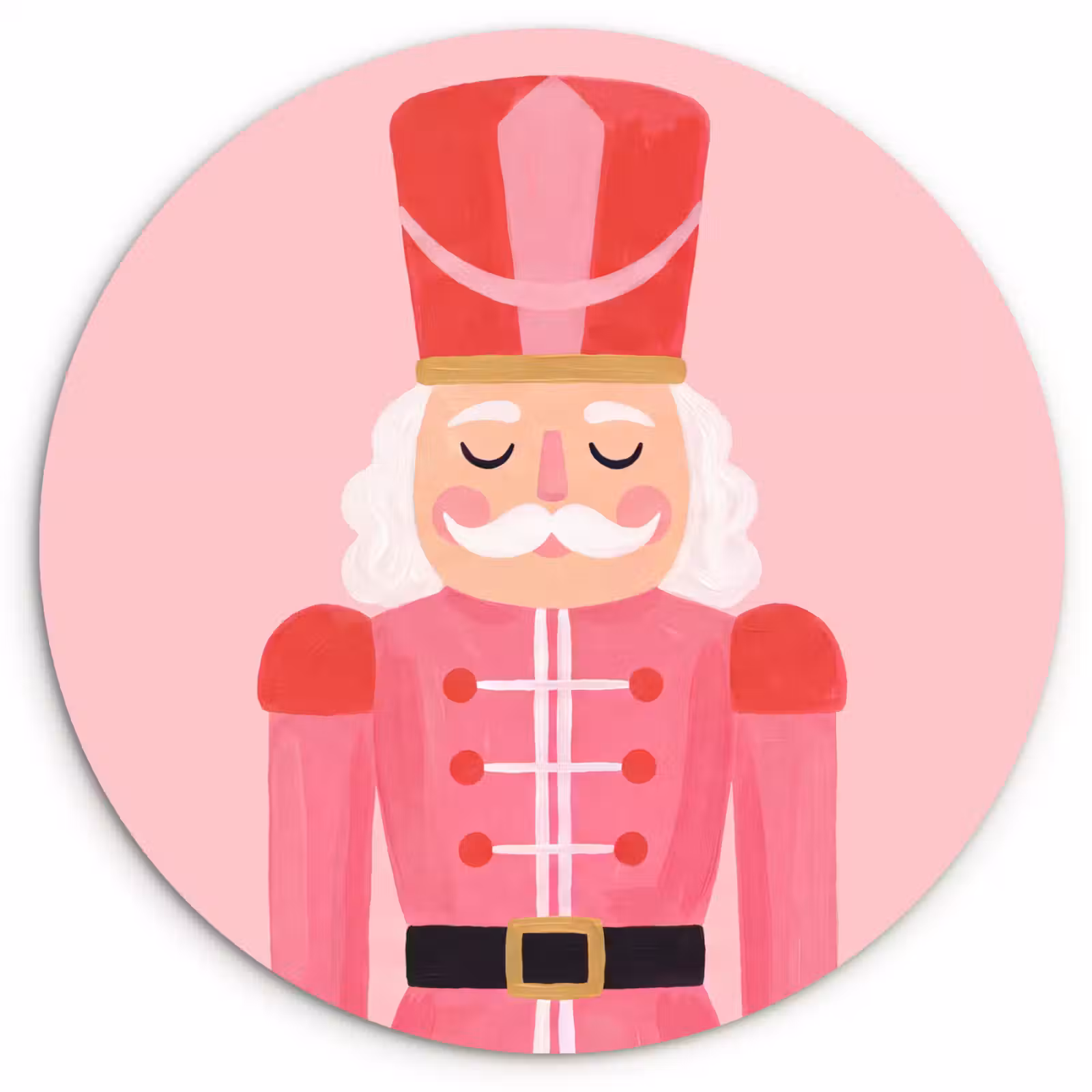 Glasbild Rund - Nussknacker – rosa Illustration — 1