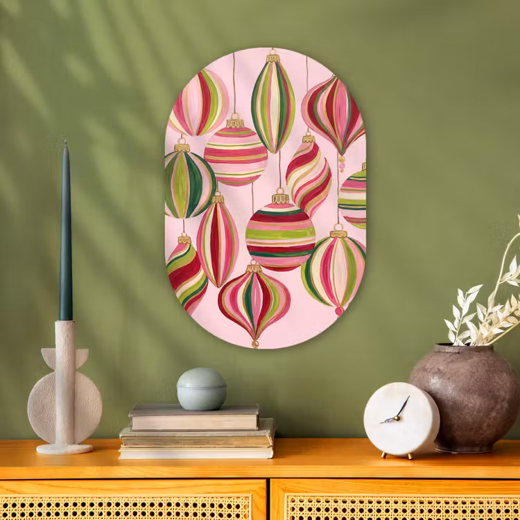 Forexbild Oval - Weihnachtsdekoration – Gestreift – Rosa — 3