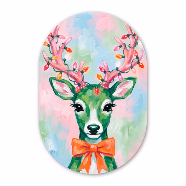 Glasbild Oval - Hirsch – Weihnachten – Tiere — 1