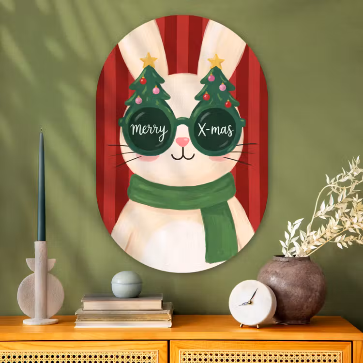 Glasbild Oval - Kaninchen – Weihnachten – Tiere — 2