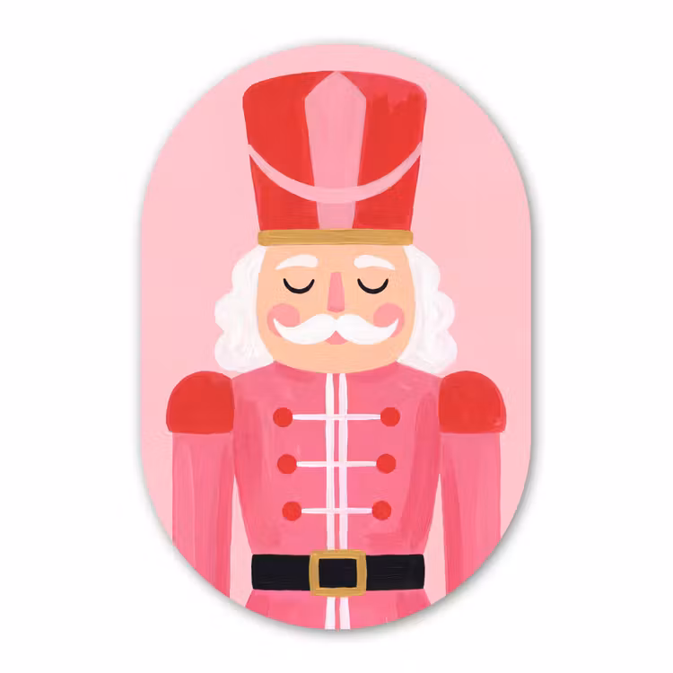 Glasbild Oval - Nussknacker – rosa Illustration — 1