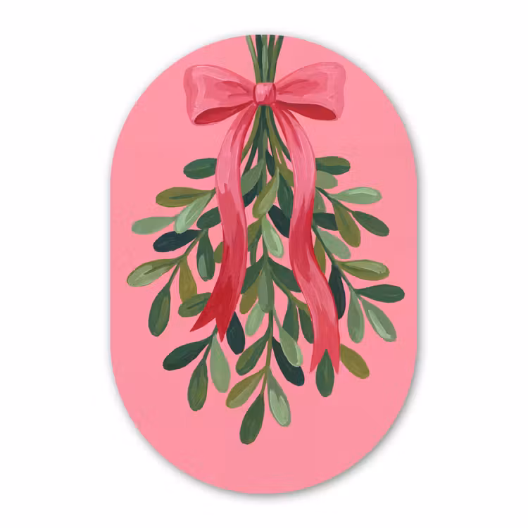 Glasbild Oval - Pflanze – Band – Rosa — 1
