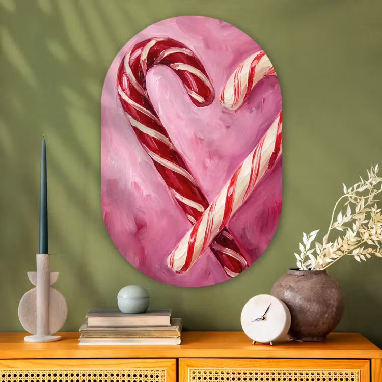 Glasbild Oval - Süßigkeiten – Herz – Rosa — 2