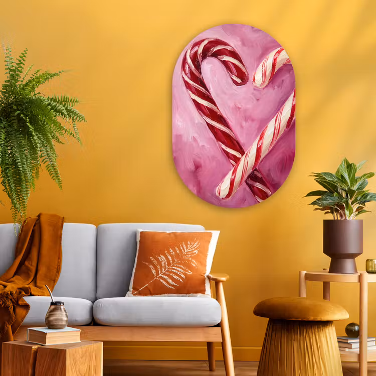 Glasbild Oval - Süßigkeiten – Herz – Rosa — 3