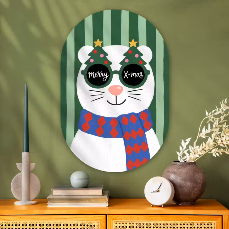 Glasbild Oval - Tier – Winter – Cartoon — 2