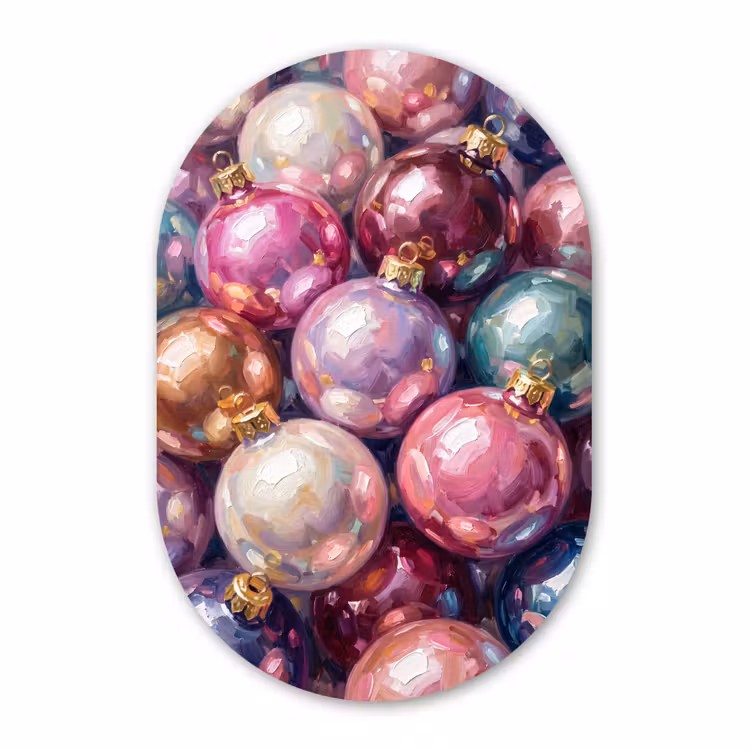 Glasbild Oval - Weihnachtsdekoration – Bunt – Festlich — 1