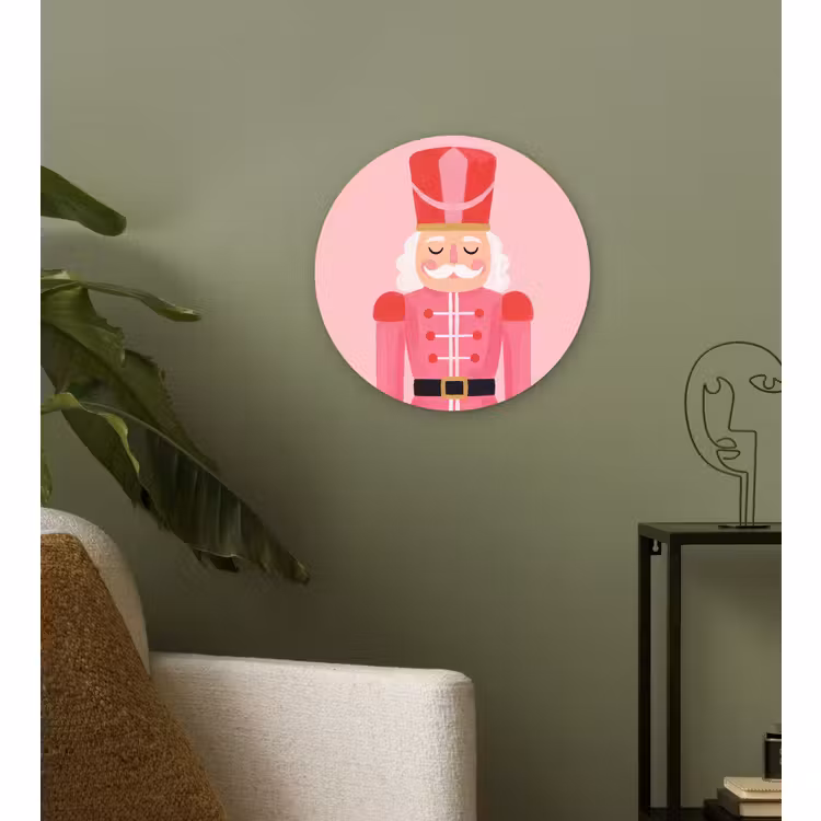 Glasbild Rund - Nussknacker – rosa Illustration — 3