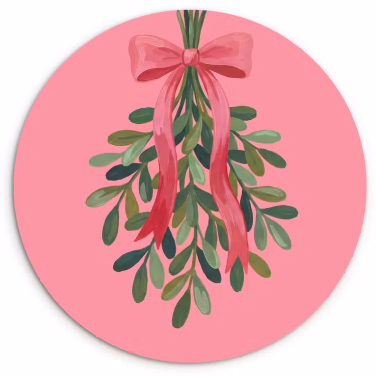 Glasbild Rund - Pflanze – Band – Rosa — 1