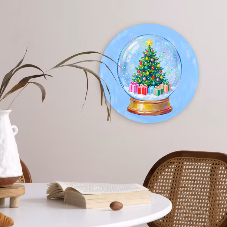 Glasbild Rund - Schneekugel – Weihnachten – Geschenke — 4