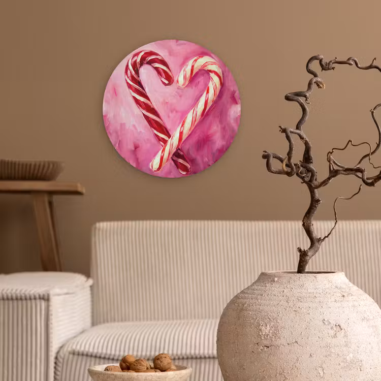 Glasbild Rund - Süßigkeiten – Herz – Rosa — 2