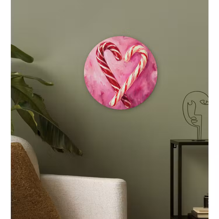 Glasbild Rund - Süßigkeiten – Herz – Rosa — 3