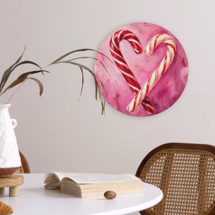 Glasbild Rund - Süßigkeiten – Herz – Rosa — 4