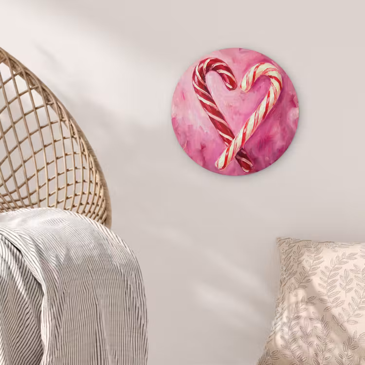 Glasbild Rund - Süßigkeiten – Herz – Rosa — 5