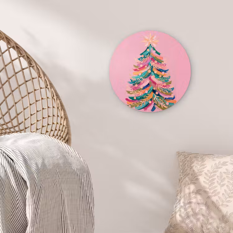 Glasbild Rund - Weihnachtsbaum – Abstrakt – Bunt — 5
