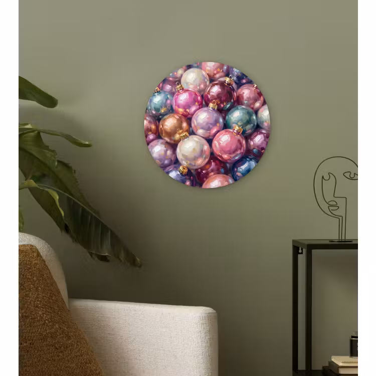 Glasbild Rund - Weihnachtsdekoration – Bunt – Festlich — 3