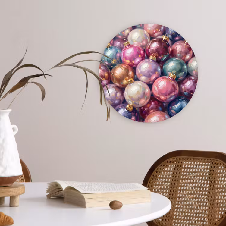 Glasbild Rund - Weihnachtsdekoration – Bunt – Festlich — 4