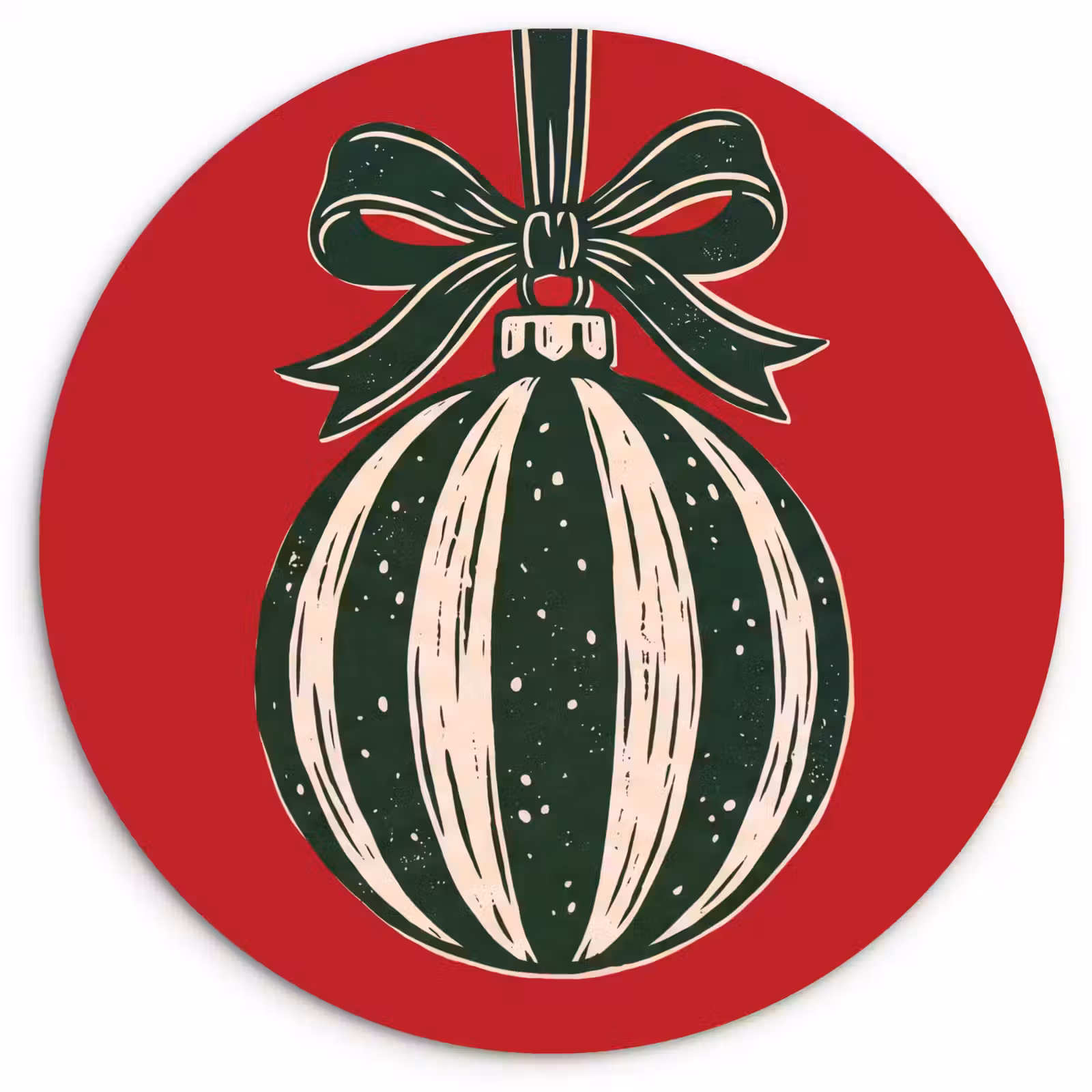Glasbild Rund - Weihnachtskugel – Weihnachten – Rot — 1