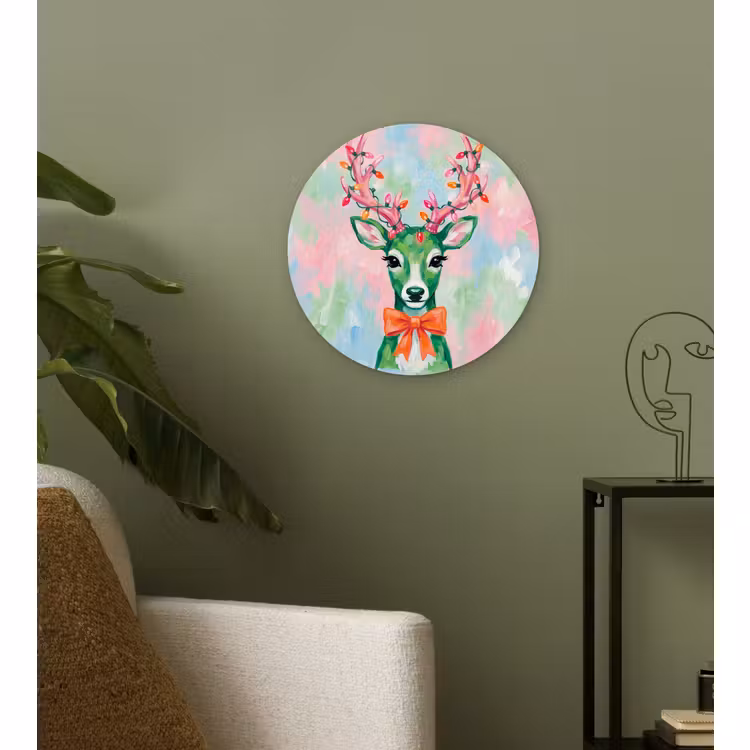 Glasbild Rund - Hirsch – Weihnachten – Tiere — 3