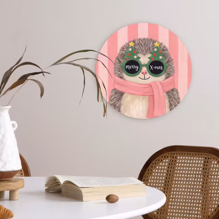 Glasbild Rund - Igel – Weihnachten – Illustration — 4