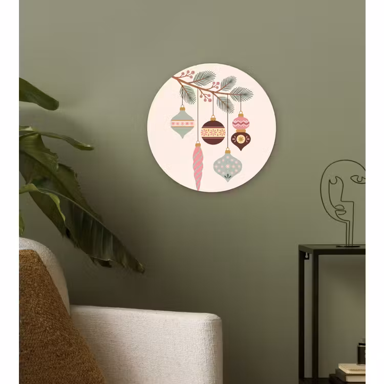 Glasbild Rund - Weihnachten – Christbaumschmuck – Zweig — 3
