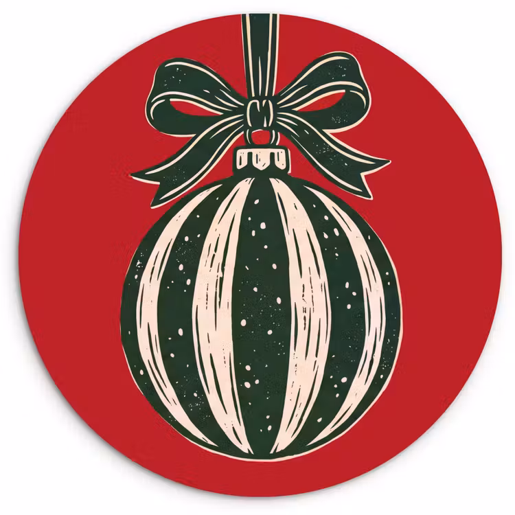 Glasbild Rund - Weihnachtskugel – Weihnachten – Rot — 1