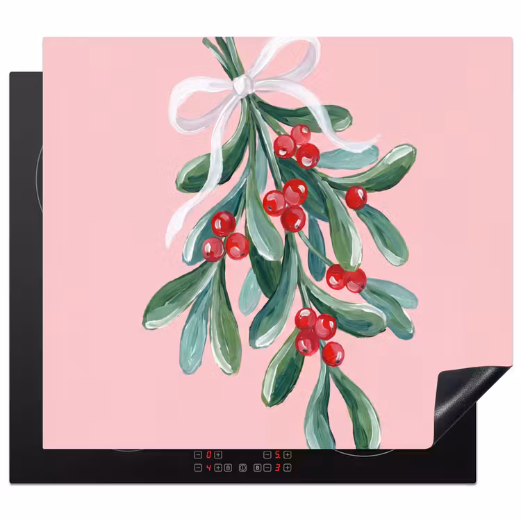 Herdabdeckplatte - Pflanze – Weihnachten – Rosa — 1