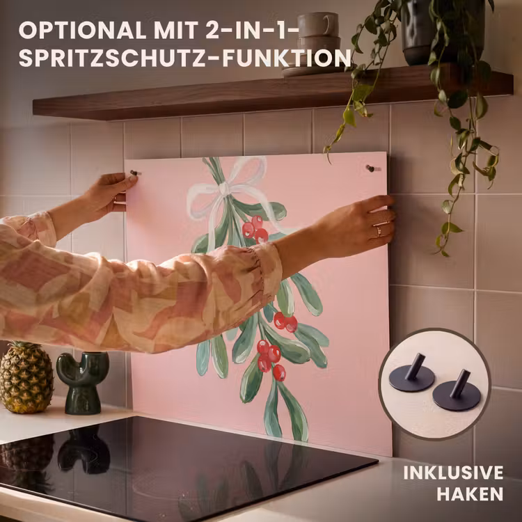 Herdabdeckplatte - Pflanze – Weihnachten – Rosa — 10