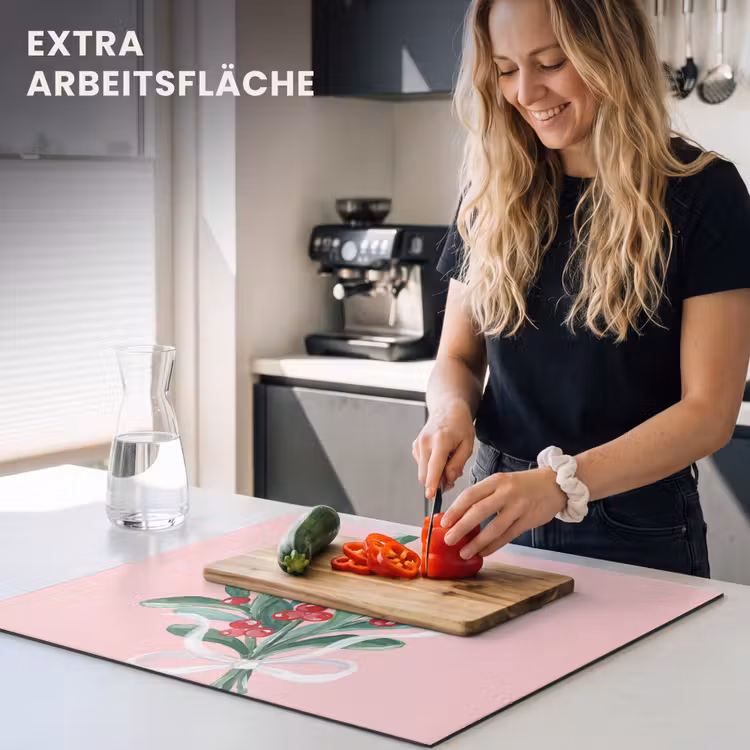 Herdabdeckplatte - Pflanze – Weihnachten – Rosa — 4