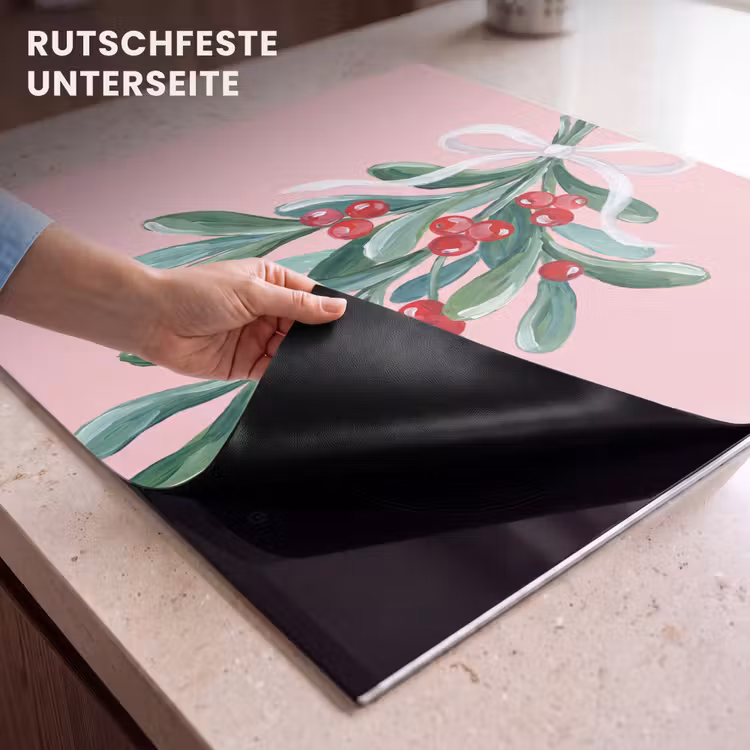 Herdabdeckplatte - Pflanze – Weihnachten – Rosa — 9
