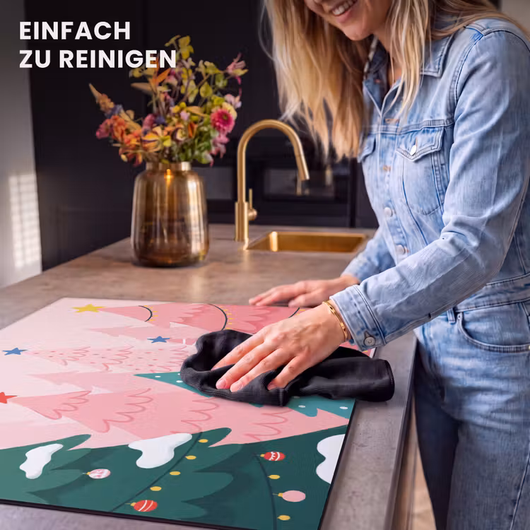 Herdabdeckplatte - Weihnachtsbäume – Illustration – Rosa — 6
