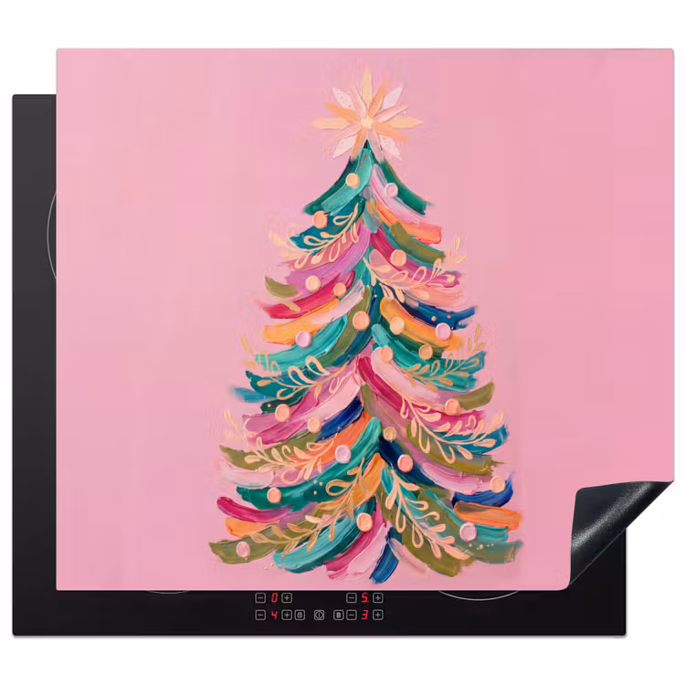 Herdabdeckplatte - Weihnachtsbaum – Abstrakt – Bunt — 1