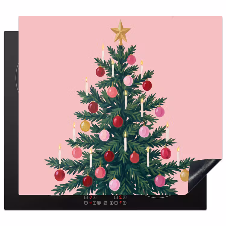 Herdabdeckplatte - Weihnachtsbaum – Weihnachten – Rosa — 1