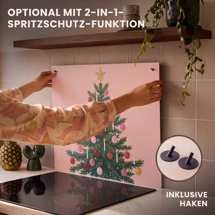 Herdabdeckplatte - Weihnachtsbaum – Weihnachten – Rosa — 10